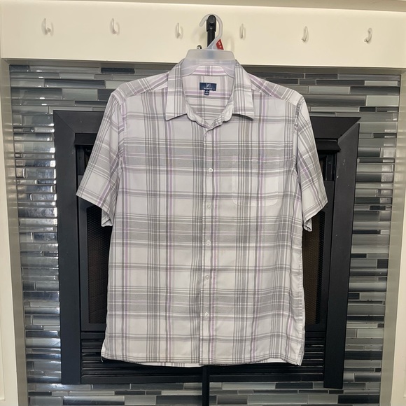 Other - Mens George Plaid Button Up T-Shirt Short Sleeve, Size L